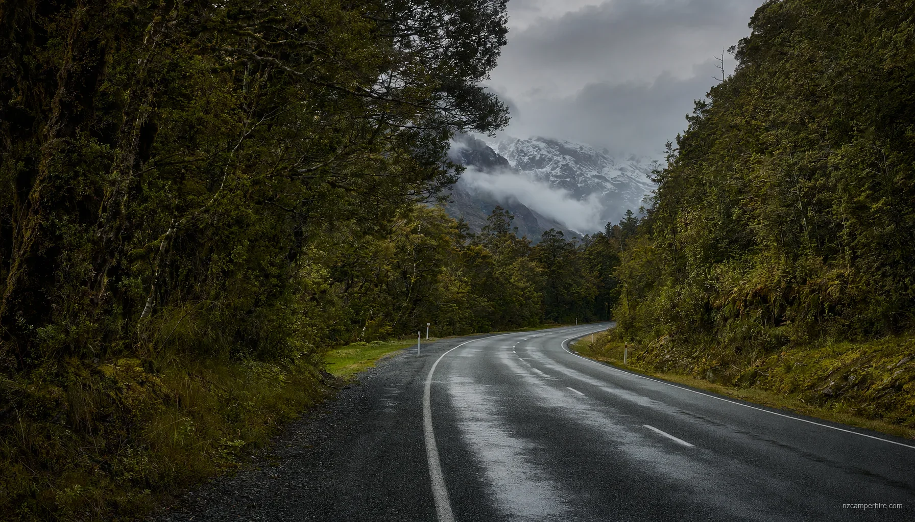 NZ motorhome at a remote scenic stop