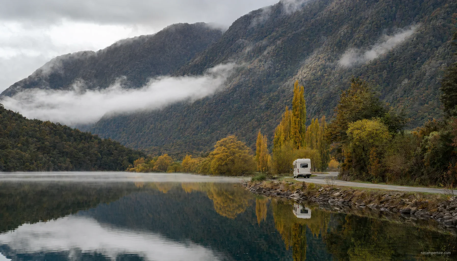 NZ motorhome travel in Milford Sound during April
