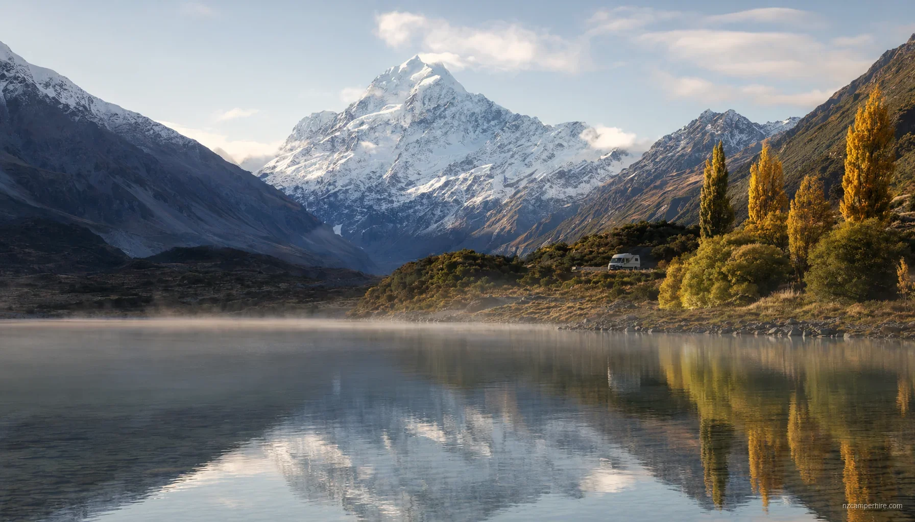 NZ motorhome travel in Mount Cook / Aoraki during April