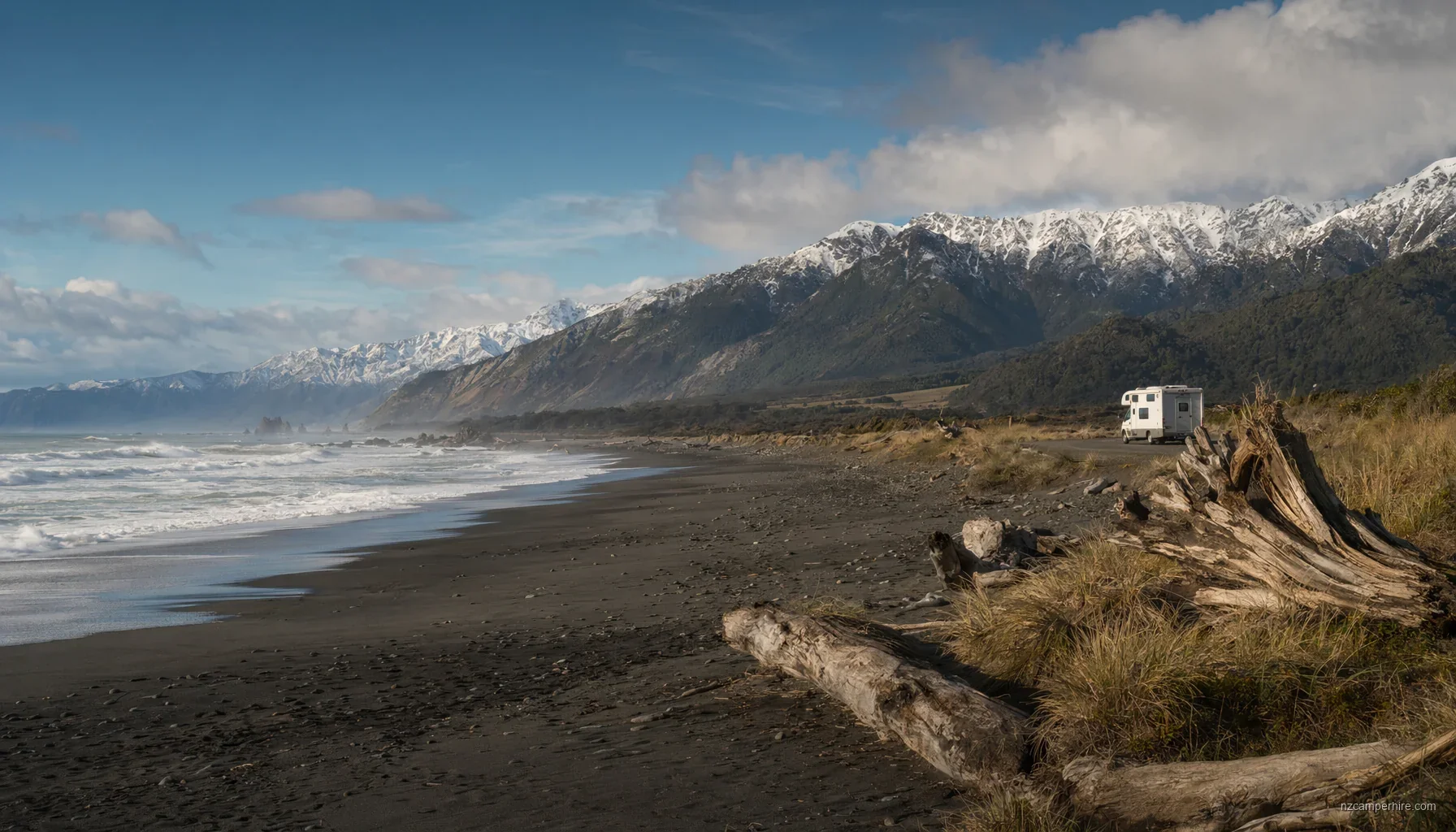 NZ motorhome travel in West Coast during August