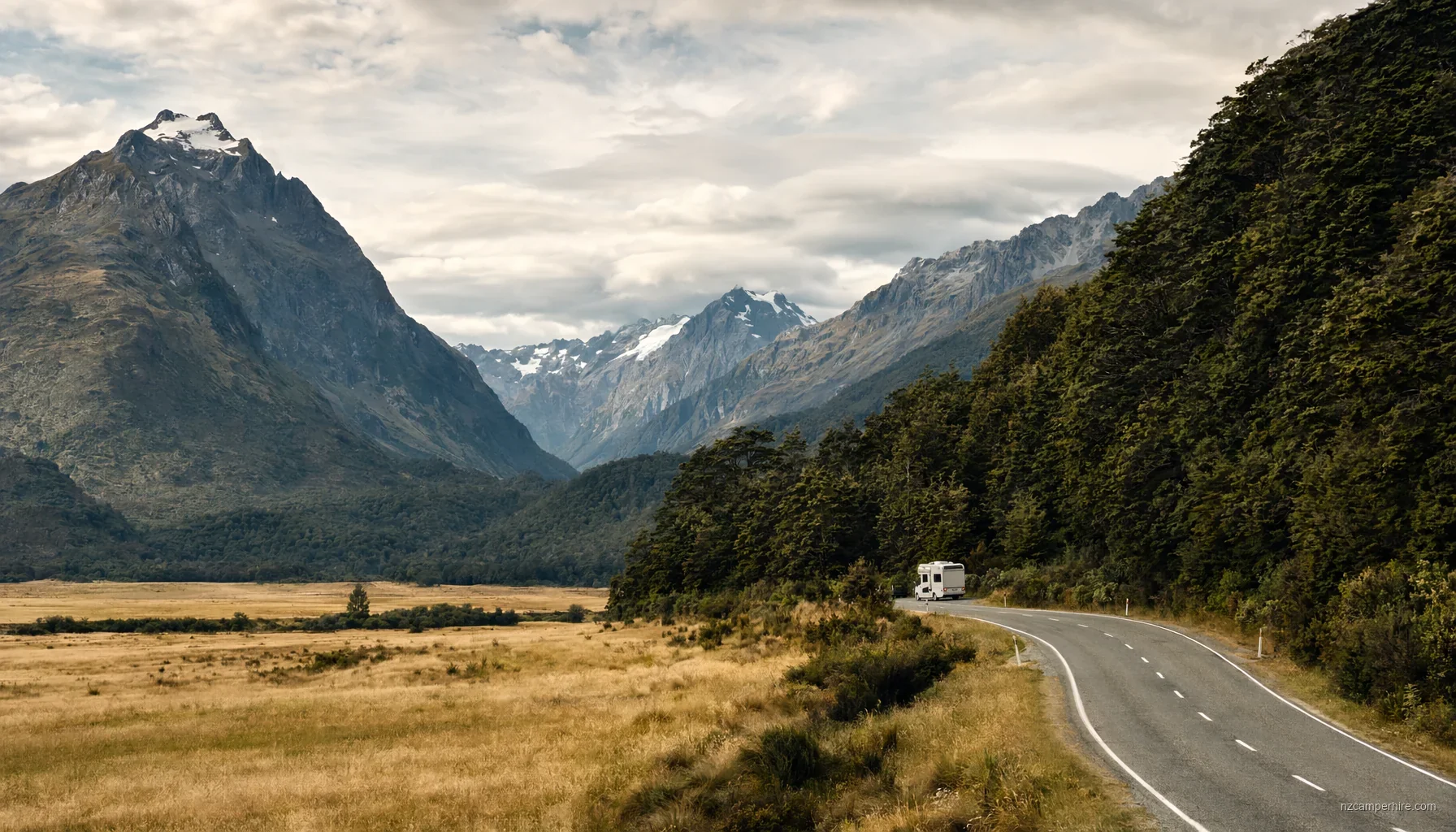NZ motorhome travel in Milford Sound during December