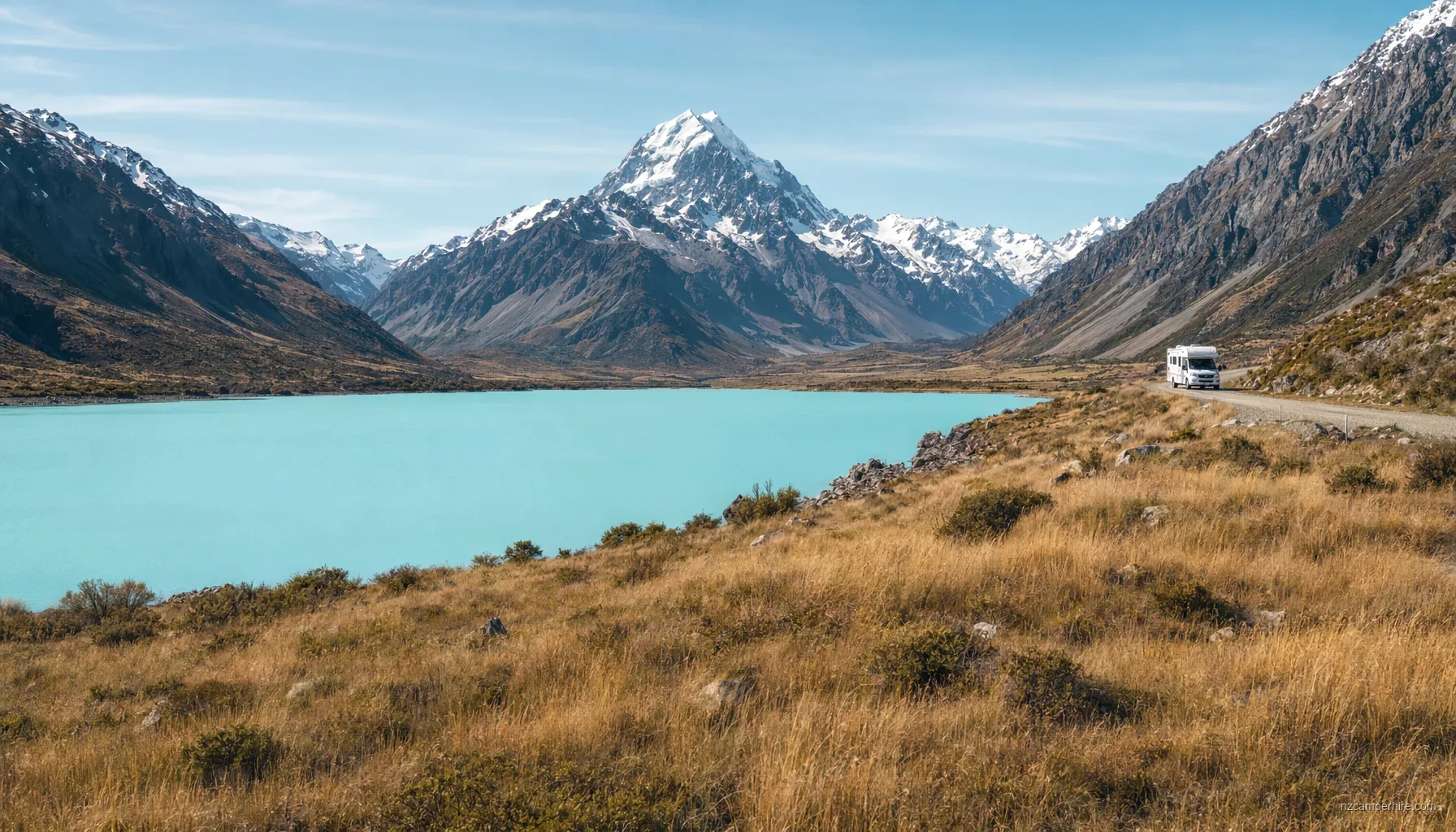 NZ motorhome travel in Mount Cook / Aoraki during December