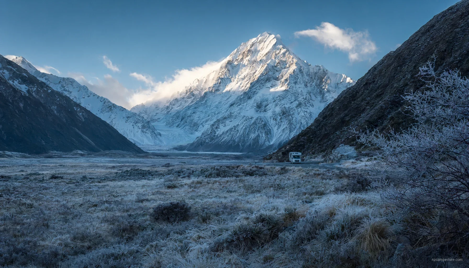 NZ motorhome travel in Mount Cook / Aoraki during June