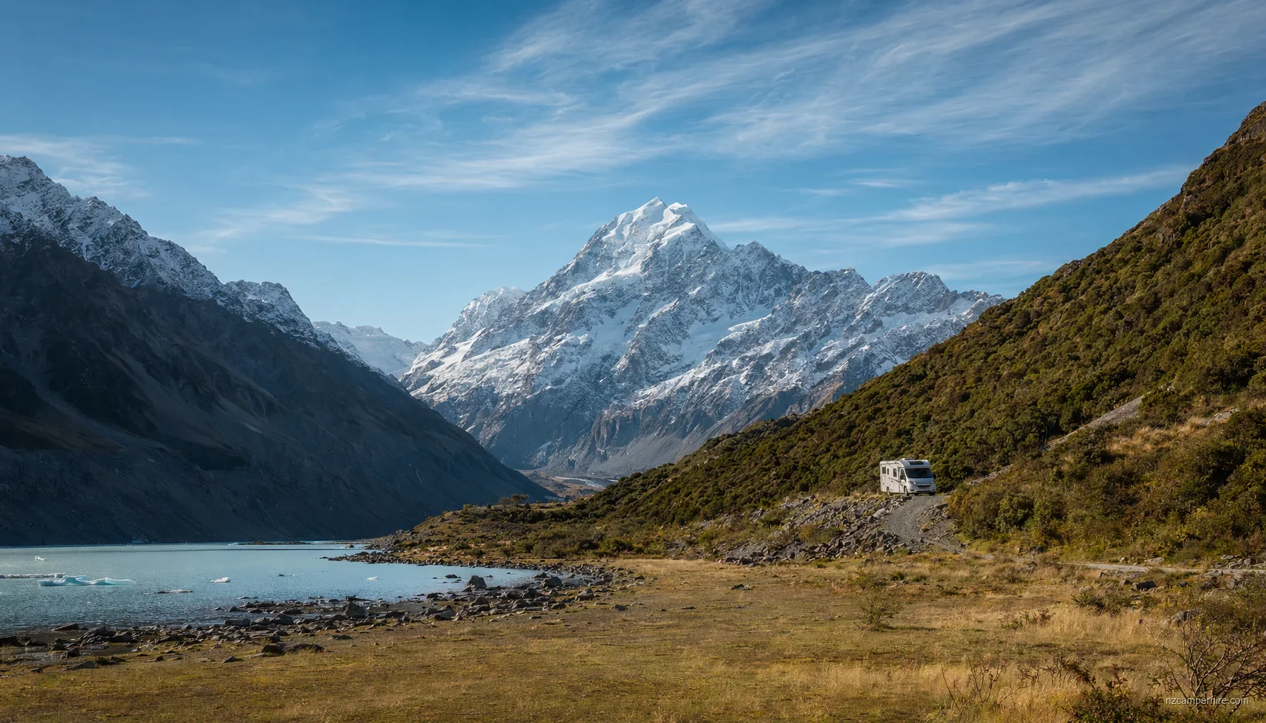 NZ motorhome travel in Mount Cook / Aoraki during March