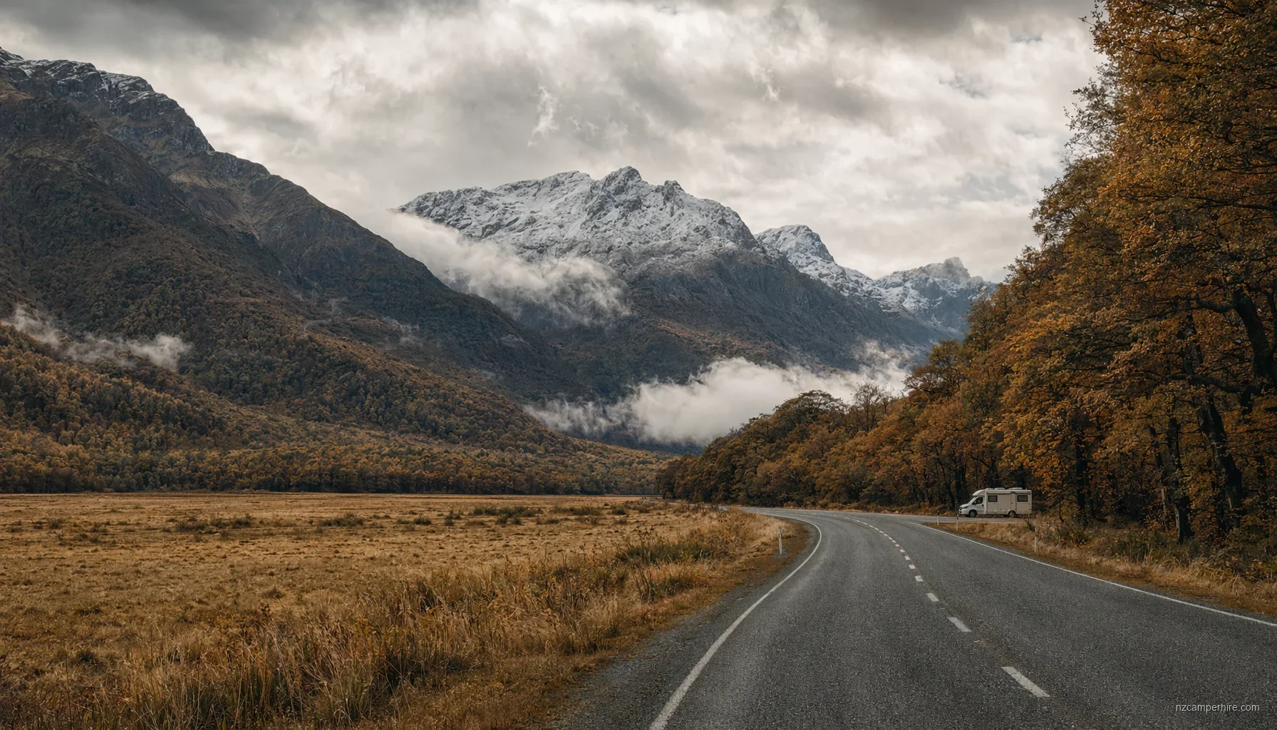 NZ motorhome travel in Milford Sound during May