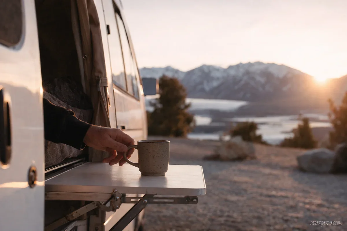 A quiet moment on the Picton to Christchurch — motorhome drive guide route